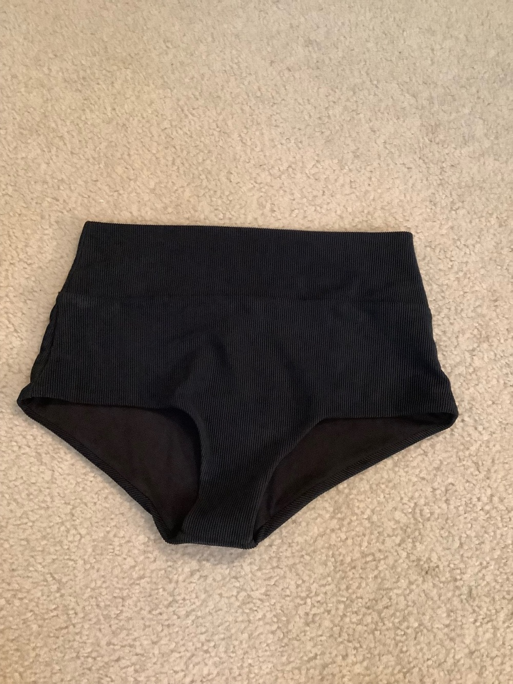 Beach Riot X Free People Black Ribbed Full Coverage High Rise Bikini Bottoms MD